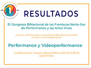 Acta de Seleccionados en las categorías de Performance y Videoperformances